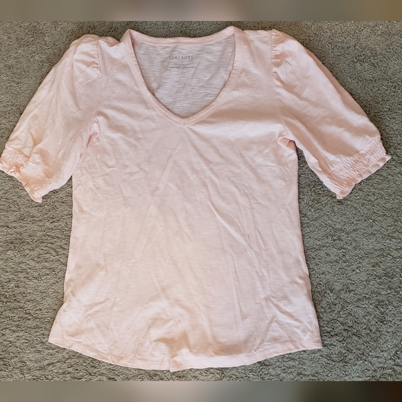 NWOT - TALBOTS Smocked V-Neck Tee size Medium - Picture 3 of 3